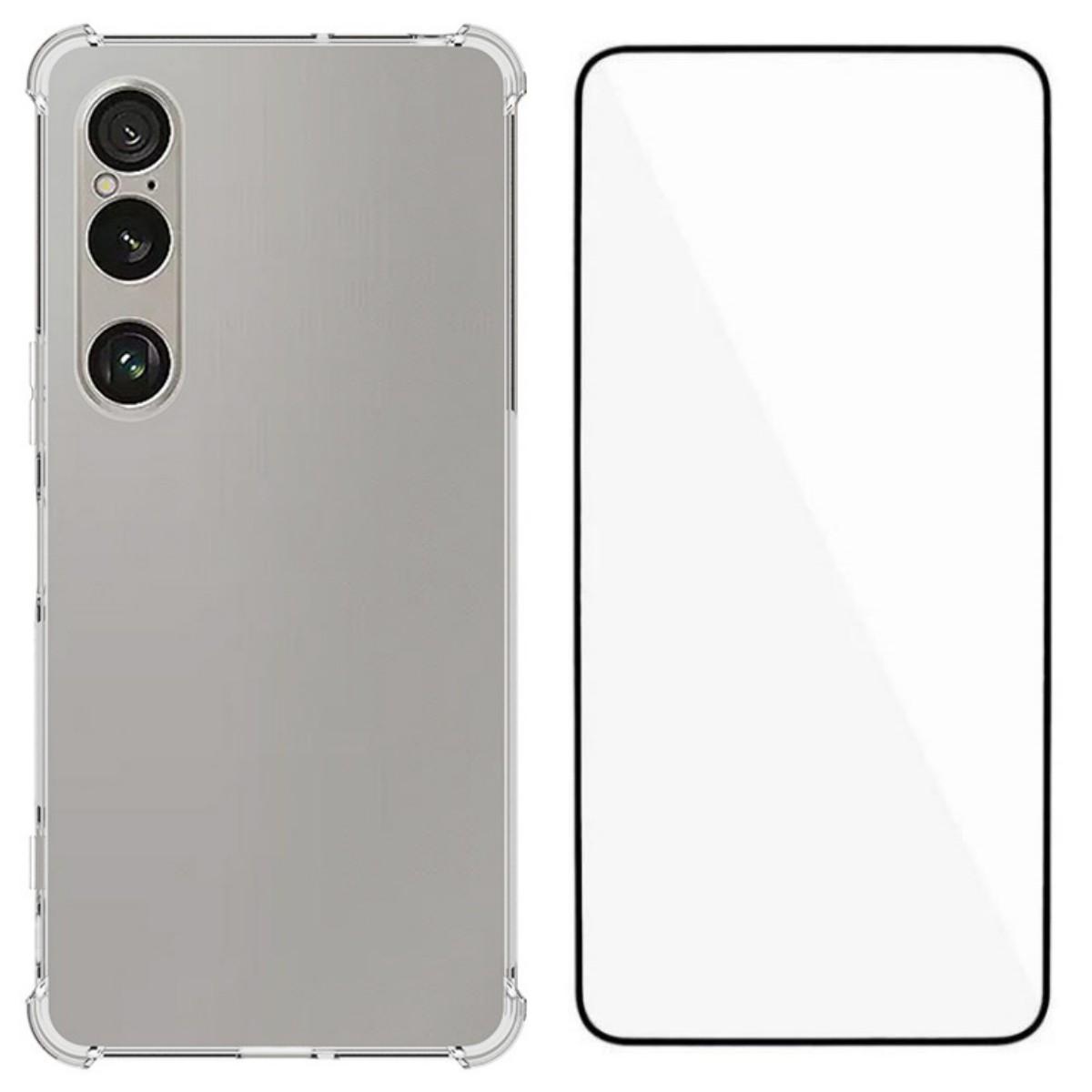 

For Sony Xperia 1 VII Case WANLONFENG WL Series 2.0mm Clear TPU Cover with Tempered Glass (Big Lens Hole) Transparent