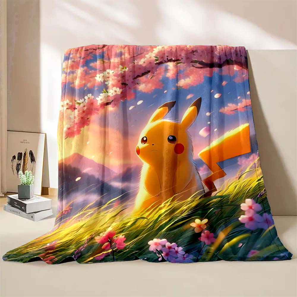 1PC Pokémon Pikachu Pattern Blanket Warm Soft Fluffy Kids and Adults Sofa Bed Throw Blanket Outdoor Travel Camping Luxury Gifts