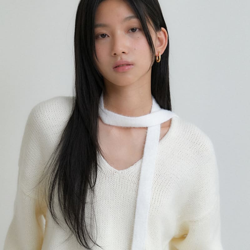 

OVLA angora flat scarf (3color) SC005 black