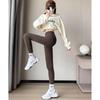 [Yubi] Fleece lining leggings ladies Fleece-lined pants stretch 9/4 length pants back boa Fluffy slim tights spats bottoms high waist winter autumn