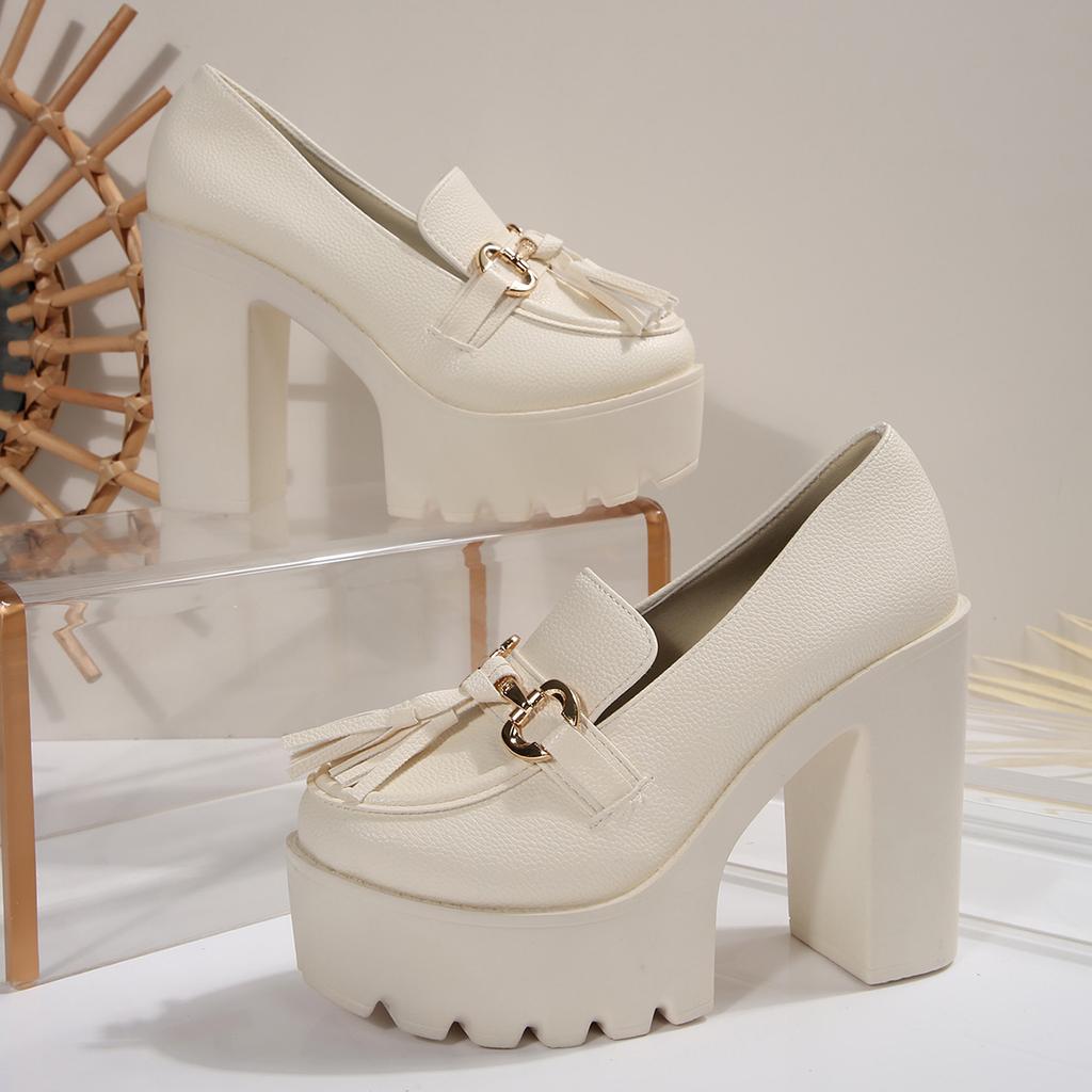 High Heels Women Mary Jane Shoes Retro Bows Elegant Chunky Heel Women Wedding Shoes Fashion White Round Toe Platform Sandals