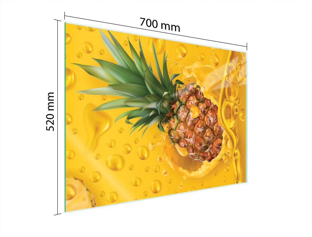 SZKLANA PŁYTA OCHRONNA NA KUCHENKĘ 70x52 ANANAS