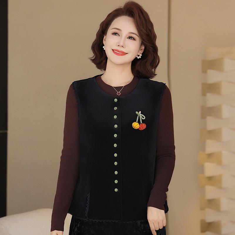 Autumn new product multi-button design vest high-end temperament golden velvet with contrasting color age-reducing vest vest vest