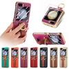 Anti-Knock Portable Bling Ring Case for Samsung Galaxy Z Flip 5 Flip4 Flip5 Flip 4 5G Leather Cell Phone Cover Glass Film