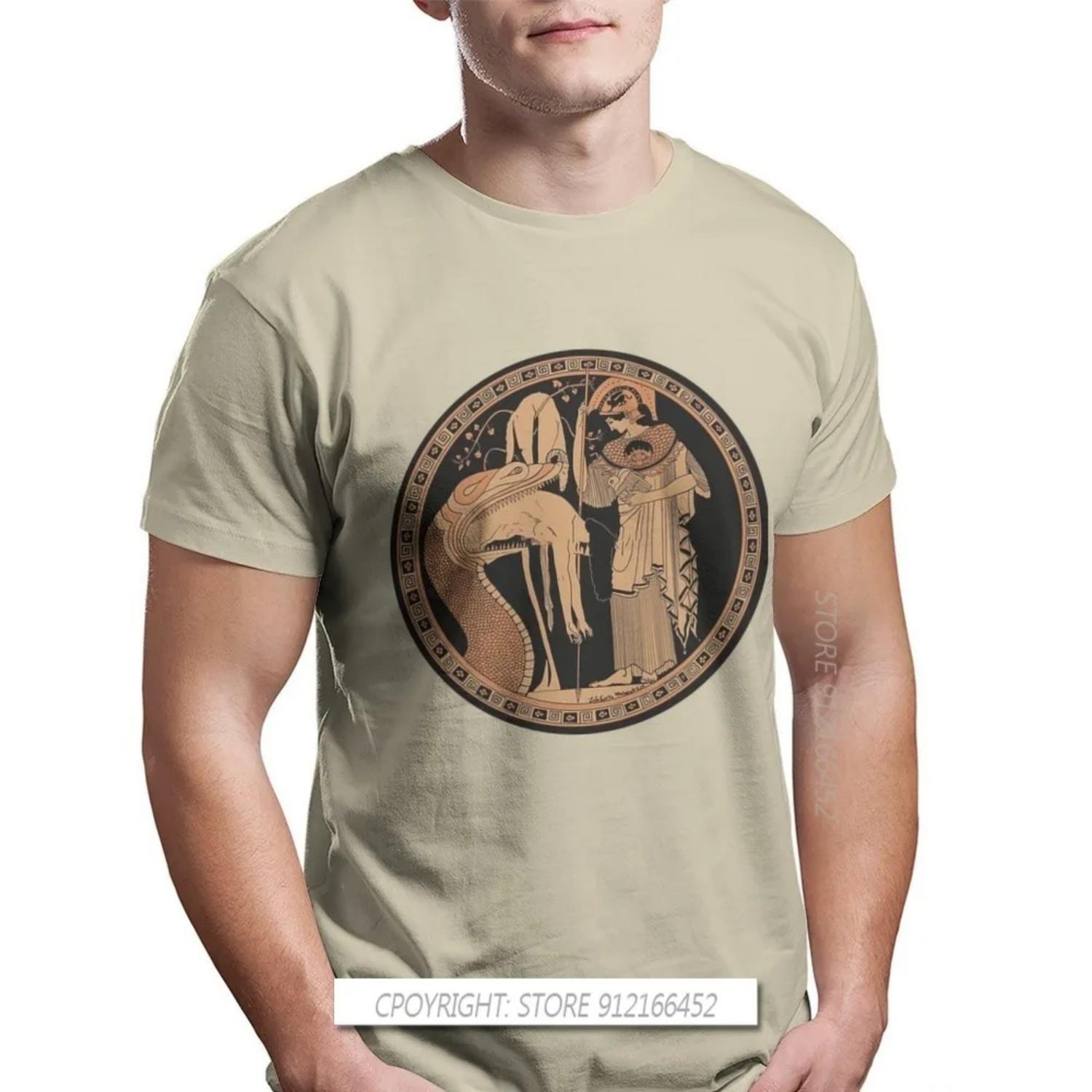 

Men Greek Mythology Ares Ancient Folklore Ofertas T-Shirt Athena And The Serpent Of Colchis Pure Cotton Graphic Streetwear XXXXXL чорний