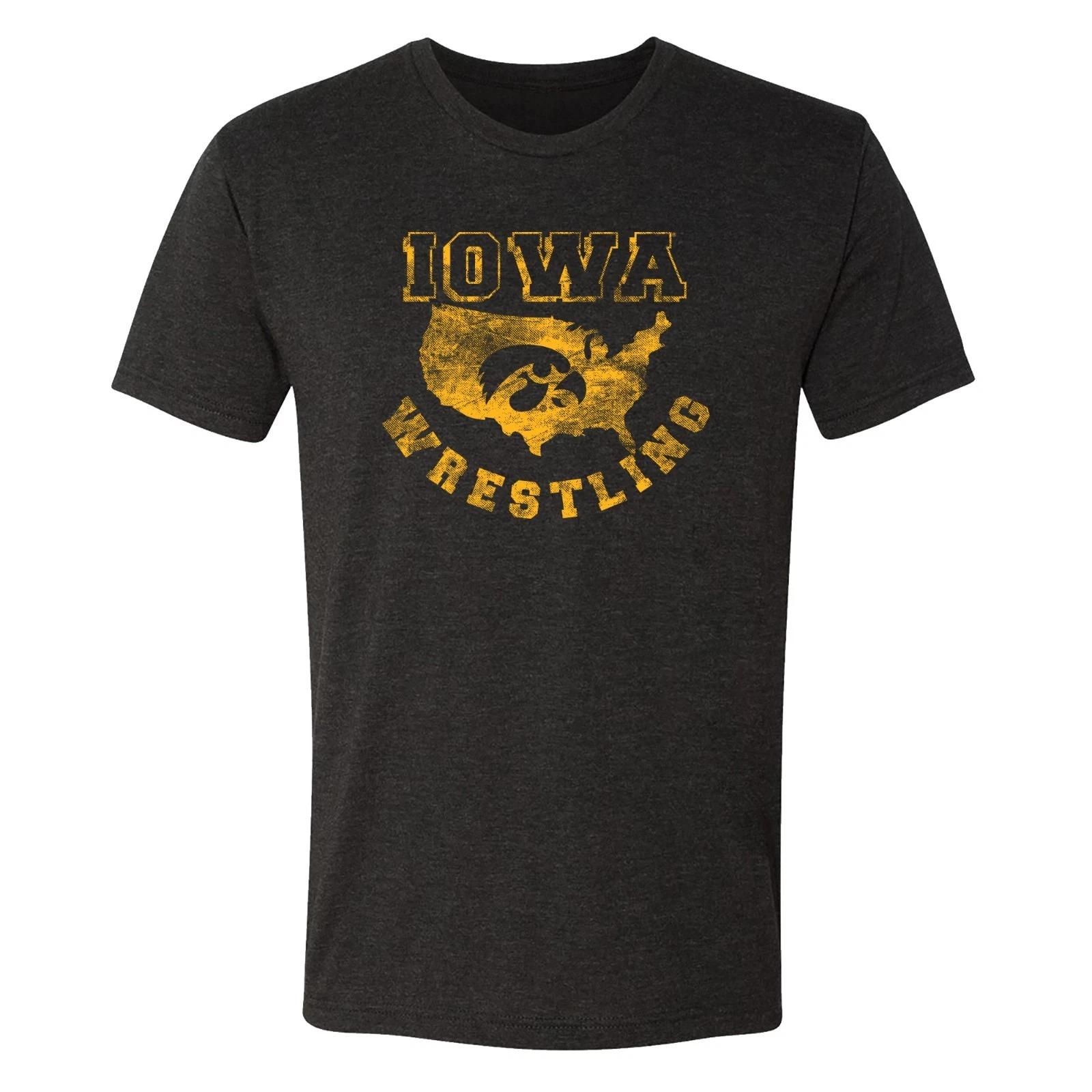 Iowa Hawkeyes America Wrestling University Triblend T Shirt - Vtg Black M