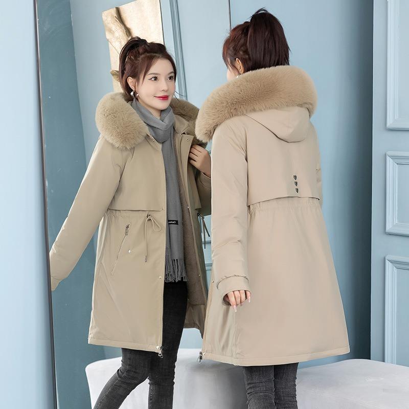 Winter new velvet thickened parker cotton-padded clothes women's loose cotton-padded clothes Korean version versatile waist cotton-padded jacket tide