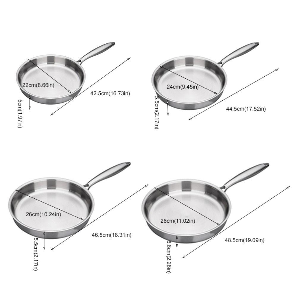 Flat Bottom Frying Wok Nonstick Fried Steak Pot Kitchen Cookware Stainless Steel Frying Pan  Home