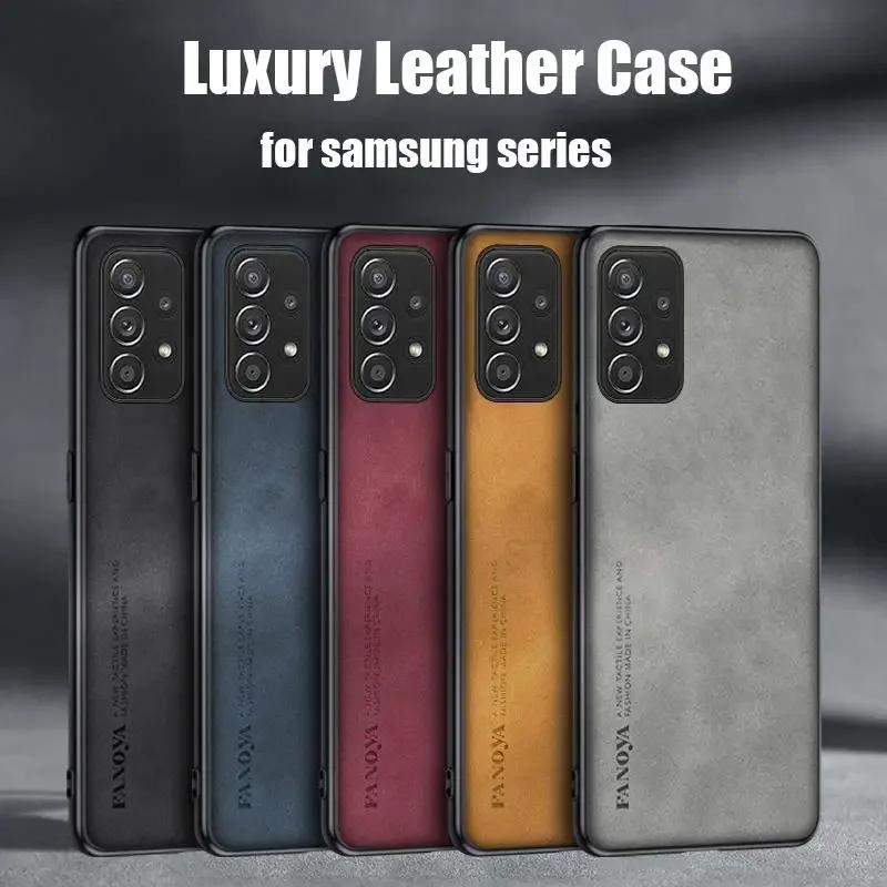 Luxury Sheepskin Leather Case for Samsung Galaxy A55 A35 A25 A15 A54 A34 A24 A14 A73 A53 A33 A23 A72 A52 32 M55 4G 5G Back Cover