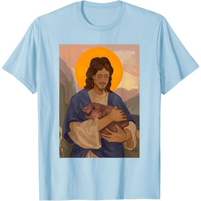 Jesus loves Moo Deng skákací prasátko roztomilé miminko hroch meme tričko
