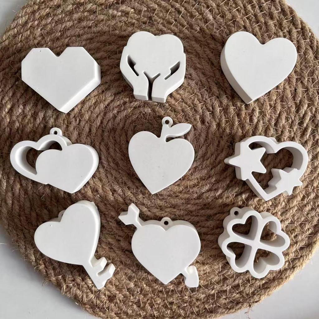 Heart Shaped Key Pattern Ornaments Silicone Mold Keychain Plaster Mold Plaster Drip Decoration Molds
