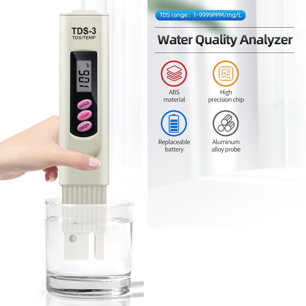 2 in 1 Temp TDS/PH Meter 0-9999 ppm Digital Water Quality Tester Temperature TDS PH Test Pen for Drinking Water Aquarium