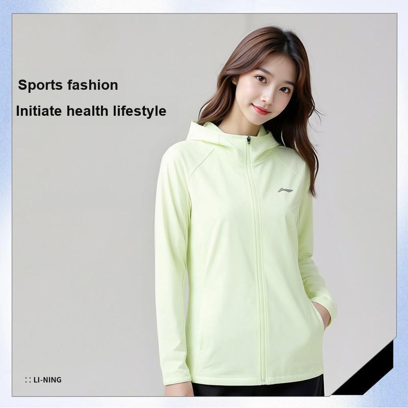 Li Ning Running Jacket Hooded Sports Windbreaker Women jackets Soft-Water-Green AFDV520-11