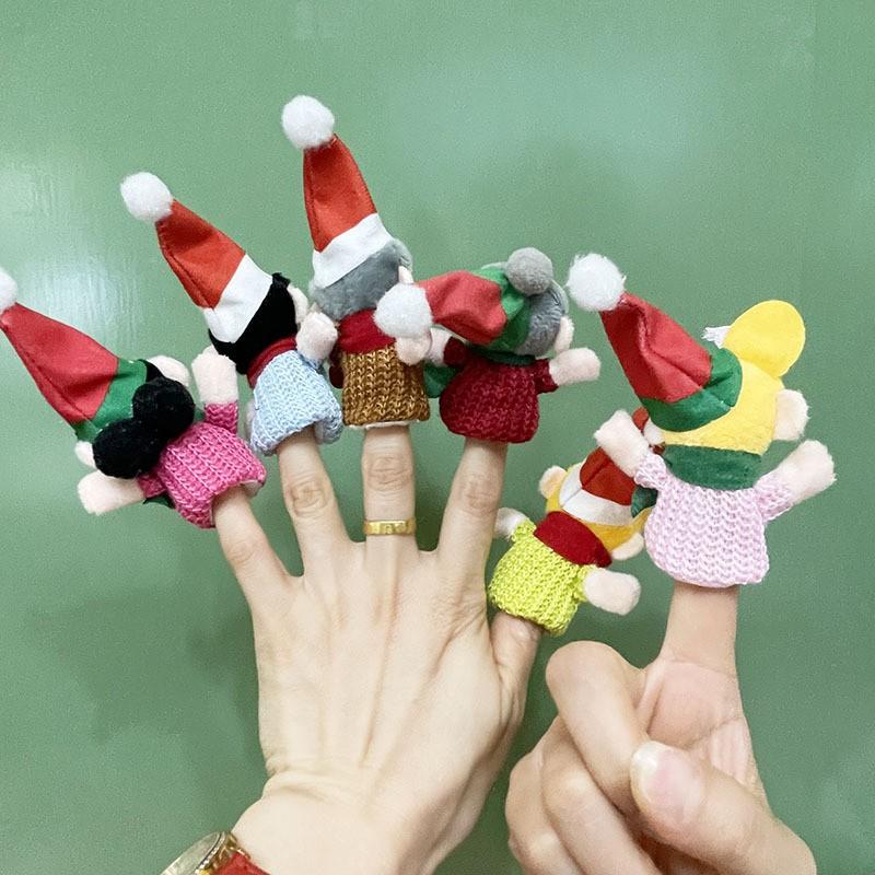 Christmas Plush Finger Puppets Mini Animal Toys Set Kids 7-14 Years Soft Short Fur PP Cotton Stuffed