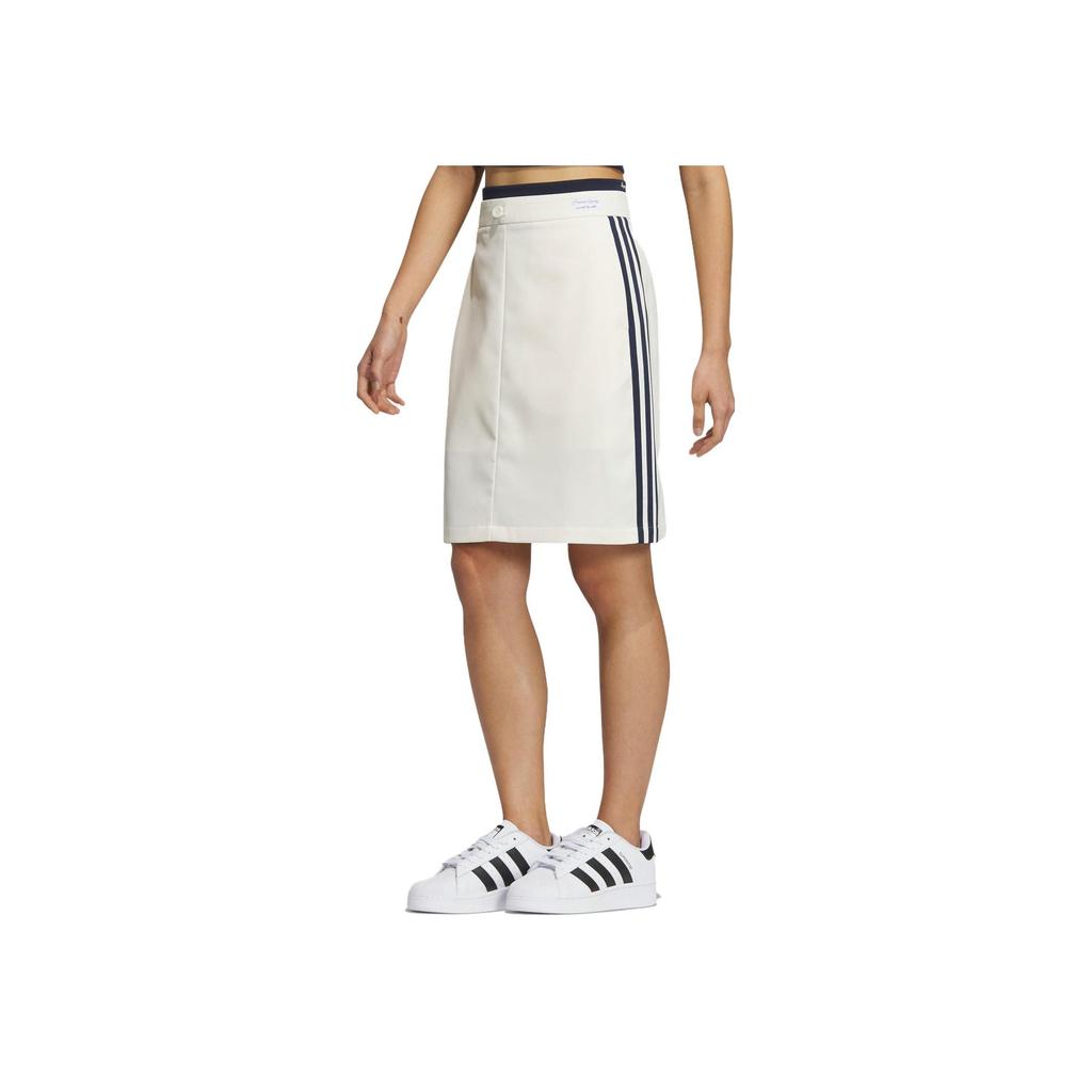 adidas Originals X Notitle Collaboration FW23 Solid Color Three Stripe Drop Waist Zipper Sports Casual Skirt Women Skirts Off-White IN1076