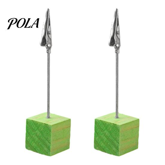 Metal Pole Memo Stand 2 Pcs Wooden Cube Base Holder with Clips, Mini Table Multi-combination Number Stands for Name Cards, Photos, Memos, Wedding,