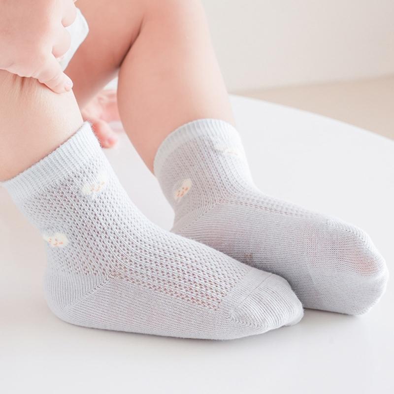 Pack of 4 Pair Breathable Cotton Baby Socks for 0-5 Years Nonslip Design Calf Length Socks for Sensitive Skin