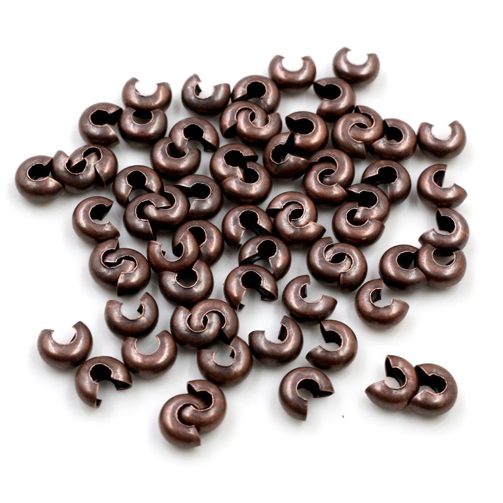 100pcs/lot Copper Round Covers Crimp End Beads 3 4 5mm Stopper Spacer Beads For DIY Jewelry Making Findings Supplies