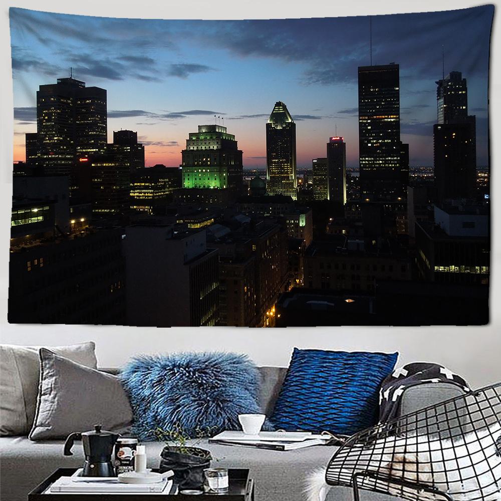 City Night Scenery Tapestry Landscape Fancy Metropolis Wall Hanging Aesthetic Background Wall Bedroom Living Room Decoration