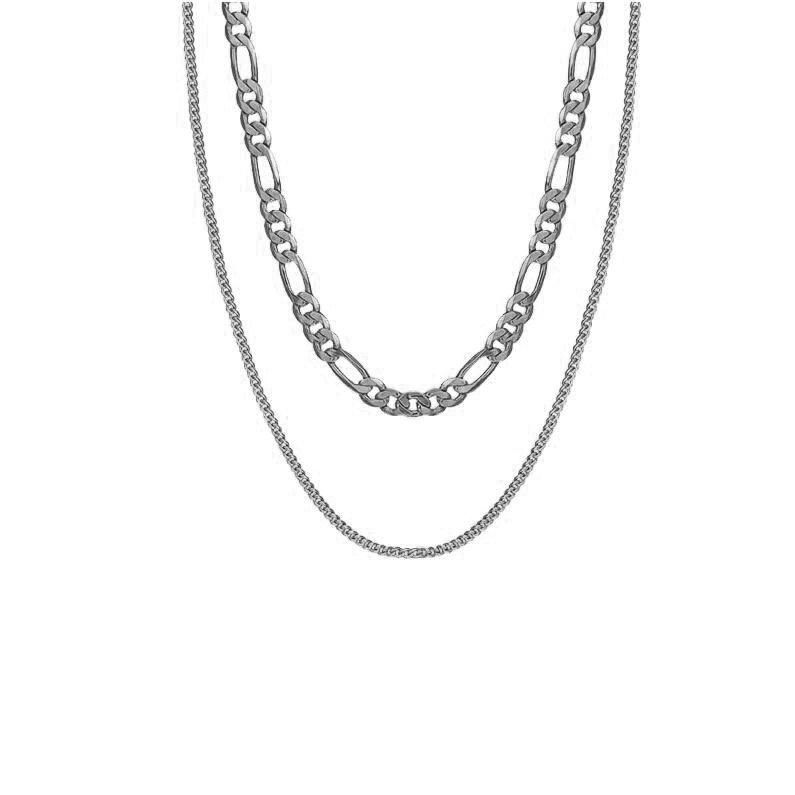 

ins новое двухслойное ожерелье Figaro с боковой цепочкой, модная универсальная цепочка на ключицу из титановой стали с покрытием из 18-каратного золота