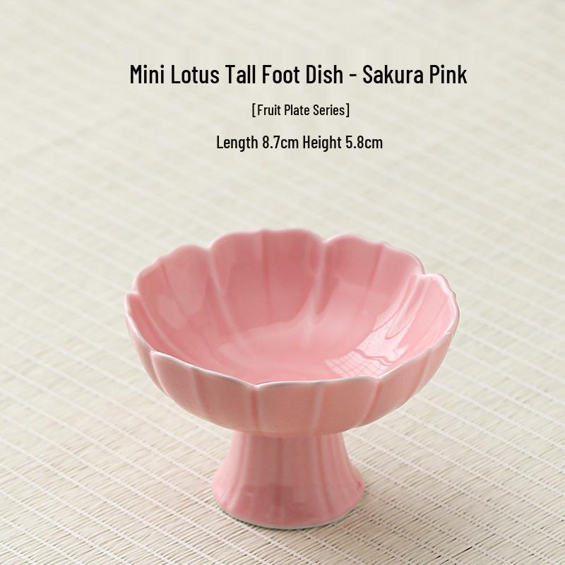 Ceramic High-Foot Snack and Dim Sum Plate for Tea or Fruit