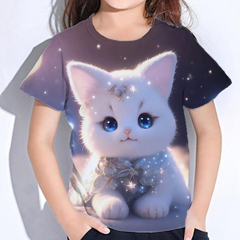 Girl T-Shirt 3d Print T-Shirt for Girls Clothing Casual Children Summer Short Sleeve