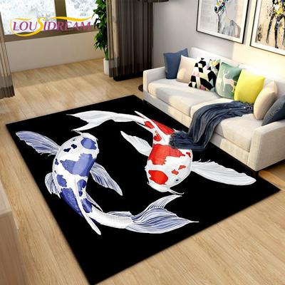 İskandinav Lüks 3D Balık Sazan Alan Kilim Büyük, Oturma Odası Yatak Odası Kanepe Dekorasyon için Halı Kilim, Mutfak Paspas kaymaz Zemin Mat