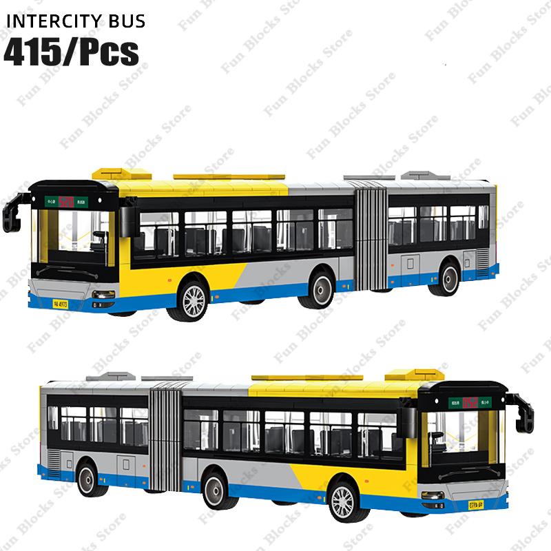 

Hot City Intercity Bus Building Blocks Set Double Deckers Travel Bus Passenger Roleplay Figure DIY Bricks Gifts for Boys Girls