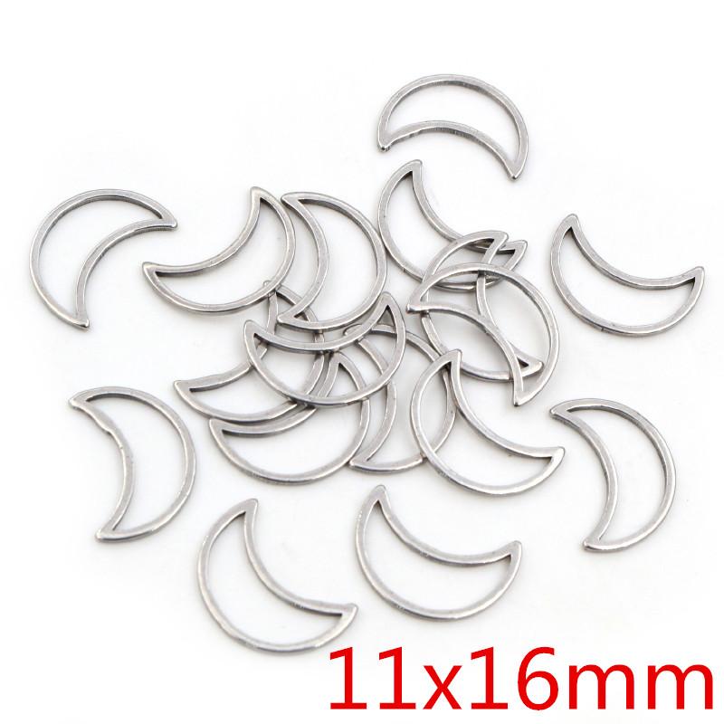20pcs 3 Size Moon Charm Gold Stainless Steel Pendant Open Bezels Hollow Pressed Resin Frame Mold Bezel DIY Jewelry Making