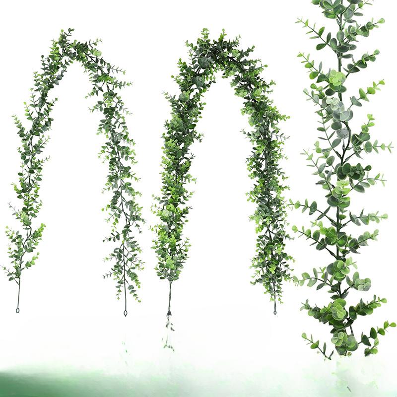 

Искусственное растение из эвкалиптовой лозы, листья эвкалипта, подвесная лоза на крыше, настенное украшение для дома, зеленое растение AL68-rattan