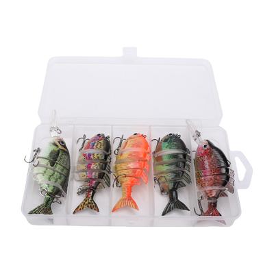 5 Stück Mehrgelenk-Köder Hardbait Sinking Lure mit 3D-Design Breiter Stoff für Haltbarkeit Haken für Barsch Forelle