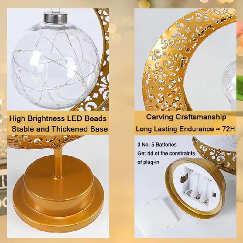 Metal Iron Art Star Moon Bedroom LED Night Lights Muslim Ramadan Night Light For Bedroom Festival Eid Home Decoration Light
