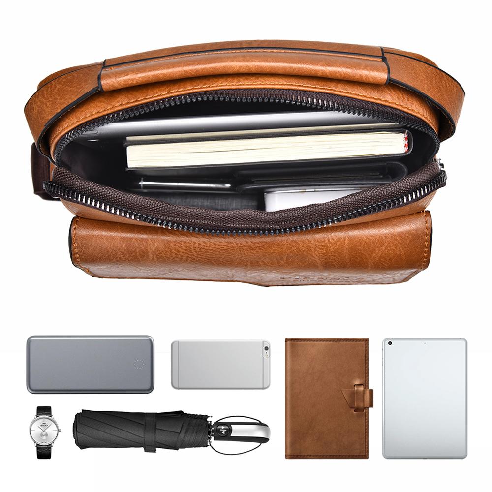 Men's Messenger Bag Leather Crossbody Shoulder Bag Classic Waterproof Briefcase Satchel Travel Bag