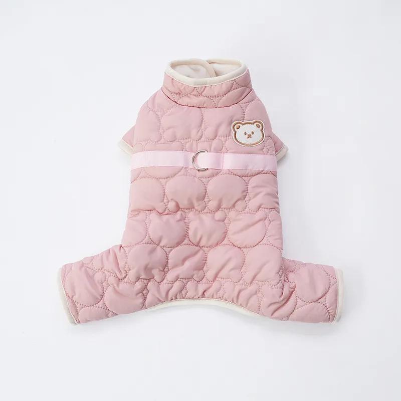 

Толстый Теплый Комбинезон для Собаки Зимняя Одежда для Питомца Одежда для Щенка Маленькой Собаки Пальто Куртка Померанский Шпиц Пудель Бишон Одежда S розовый