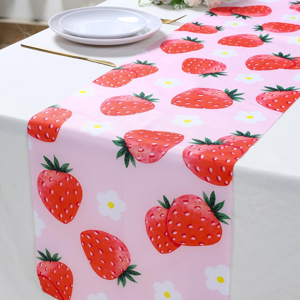 Summer Decorations Strawberry Table Runner Strawberry Shortcake Party Decorations Strawberry First Birthday Party Decorations