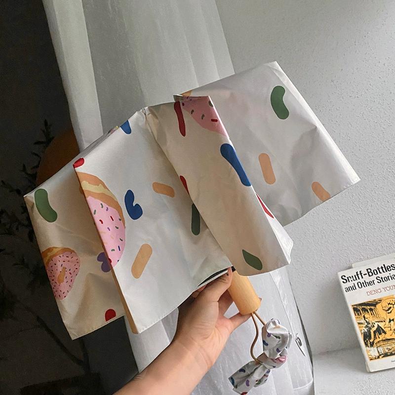 

Зонт-пончик с конфетами, женский, черный, клеевой, солнцезащитный козырек, дождевик, тройной солнцезащитный зонт