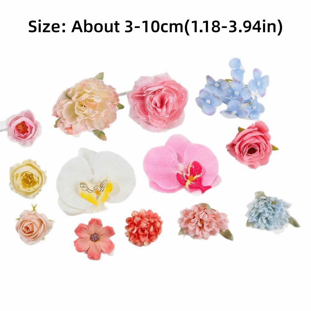 50/100Pcs Silk Faux Flower Heads Multicolor Fake Peony Daisy Rose Flowers  Garland Gifts Ornament