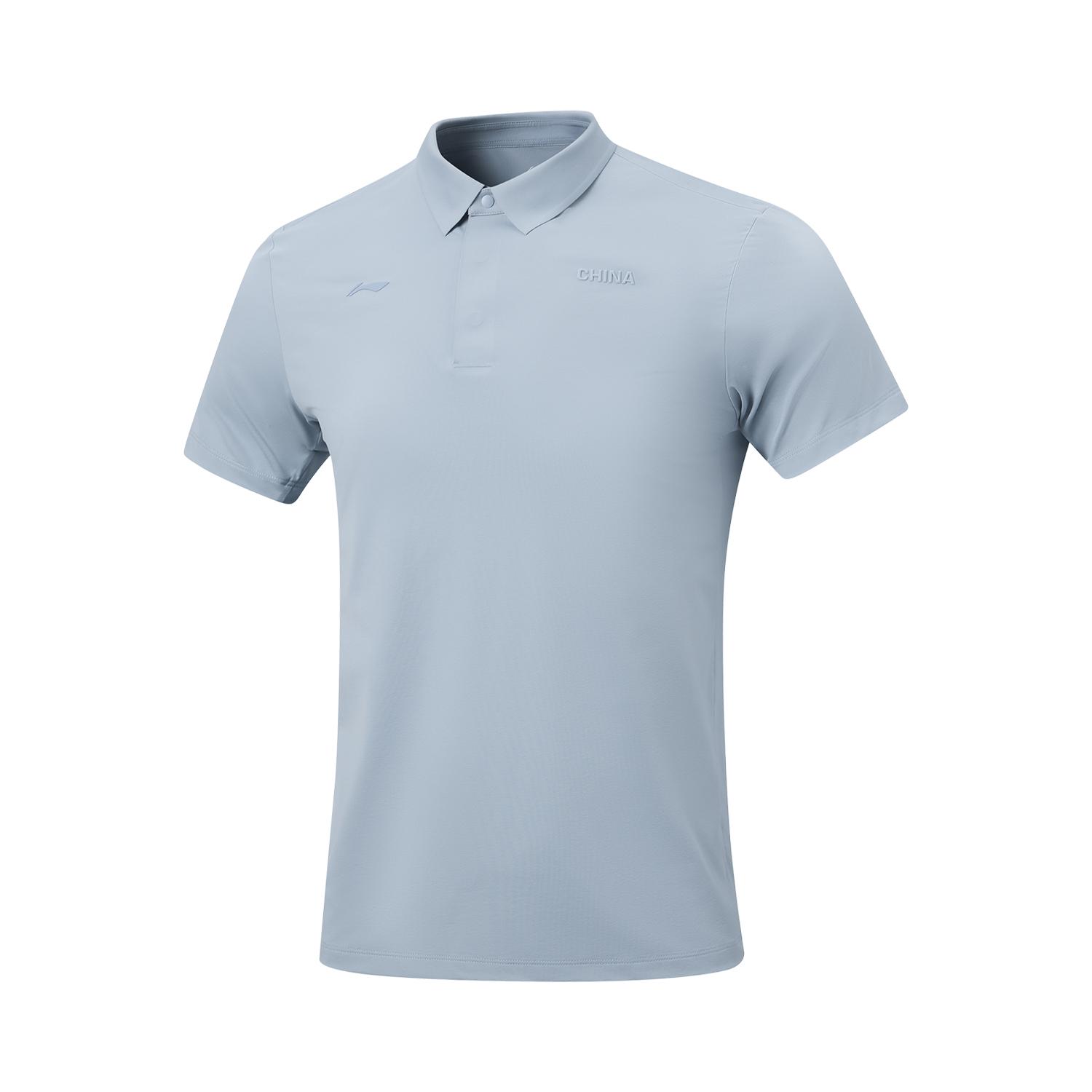 Li Ning Honor Gold Logo | Polo Shirt Men s Light Gray Blue APLW297-3 XL