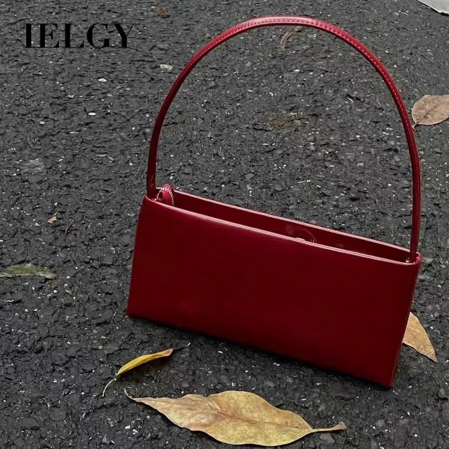 IELGY High-End Baguette Underarm Bag Niche Design Shoulder Messenger Bag Simple Fashion Red Wedding Bag