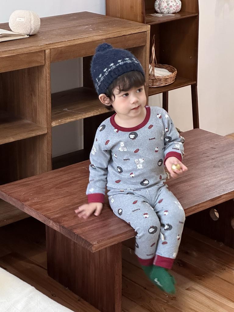[Upgraded Version] Children's Pajamas and Girls' Class A Long Johns, Long Johns, Wool Pull-up Rack Homewear Set