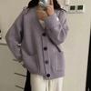 Ny retro strikket cardigan for høst og vinter i koreansk stil, løs og slankende med oppbrettede ermer, myk og myk genserjakke for kvinner