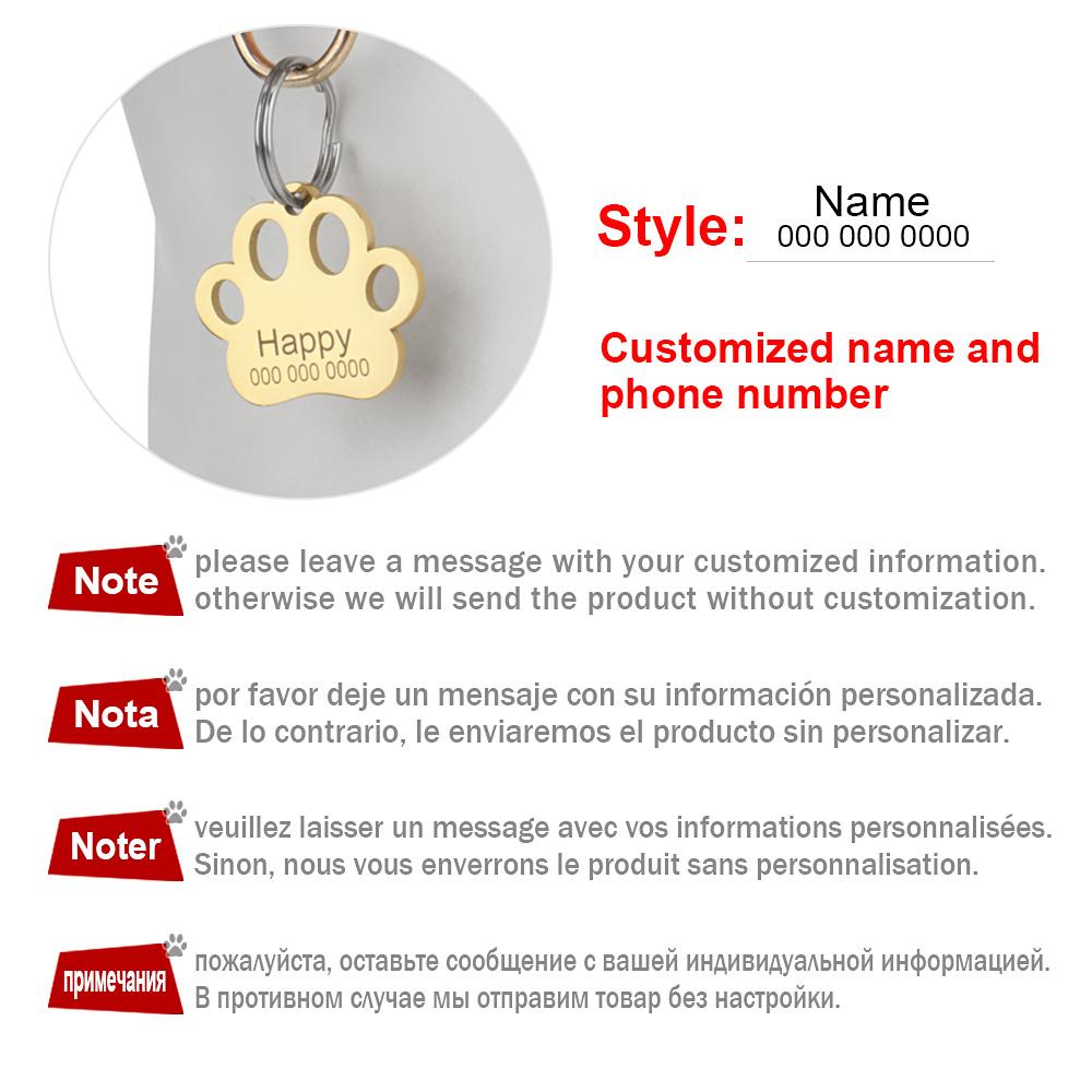 Personalisierter Namens-ID-Anhänger Hohlpfote Anti-Verlust Katzenhalsband Graviertes Personalisierbares Namensschild Haustier DIY Zubehör