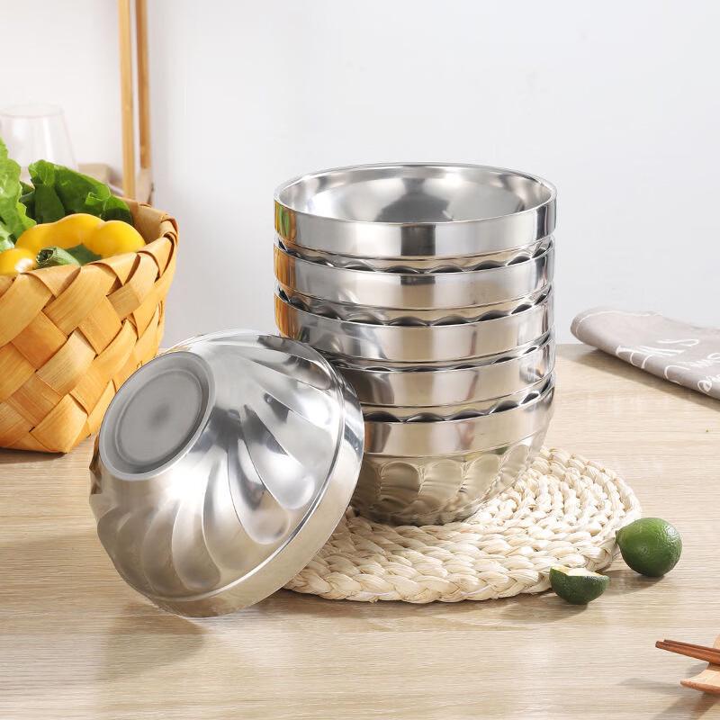 Kangfutao 201 Stainless Steel Double-Layer Anti-Scald Bowl