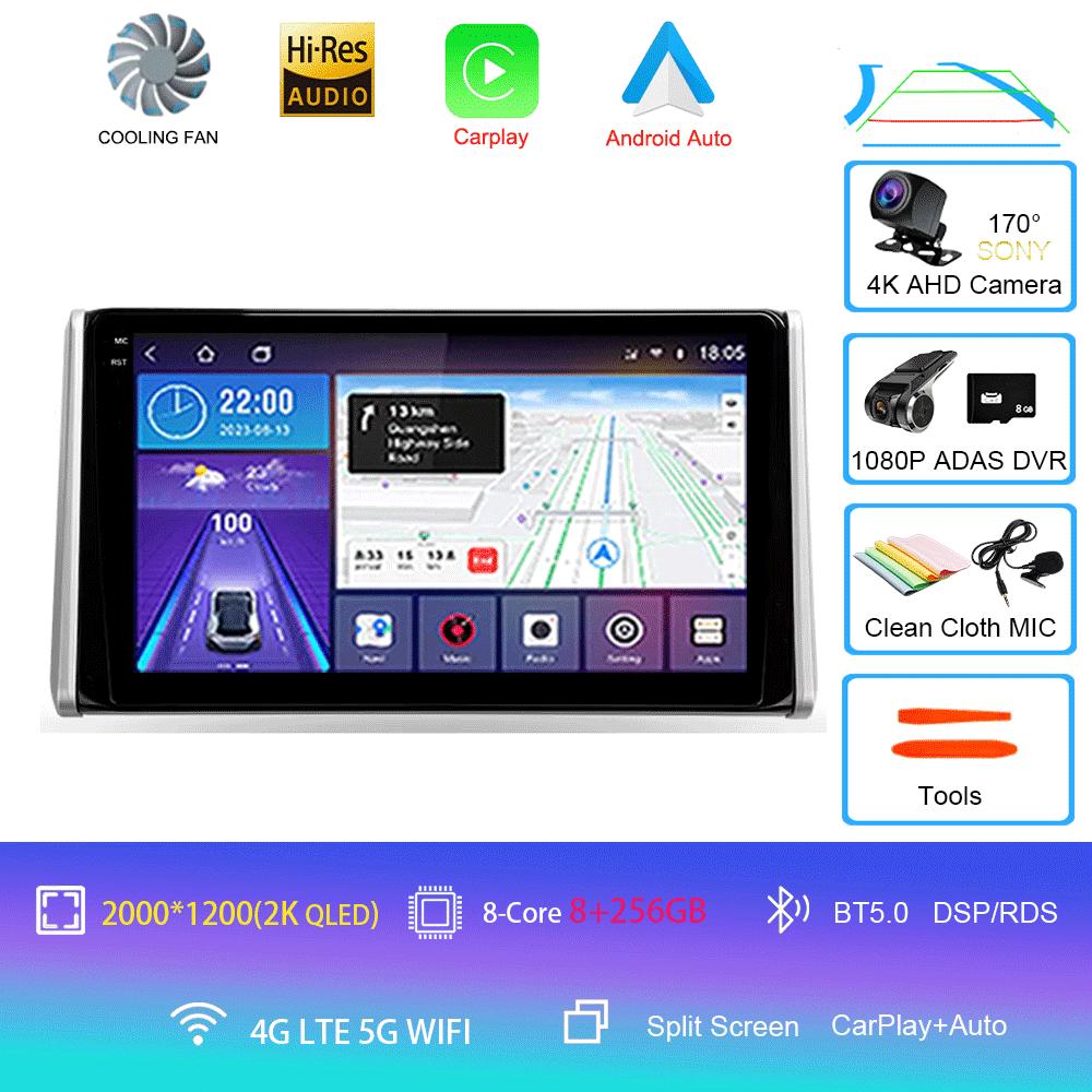 For Toyota RAV4 XA50 2018 2019 2020 Car Radio Android 14 Carplay Navigation Multimedia GPS Player Stereo WiFi+4G Video DSP 2 DIN