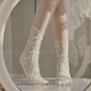JK Women's Sweet Pile Socks Lace Flower Mesh Socks Female Small Fresh Mid-tube Socks Summer Thin Breathable Japanese Style