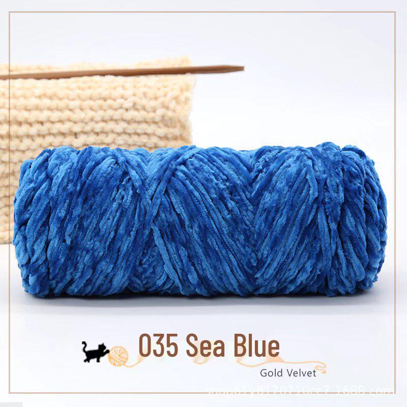 Golden Chenille Silk Velvet Yarn: Medium-Thick Polyester Yarn for Scarves, Glossy Velvet Crochet, and Wool Knitting Projects.