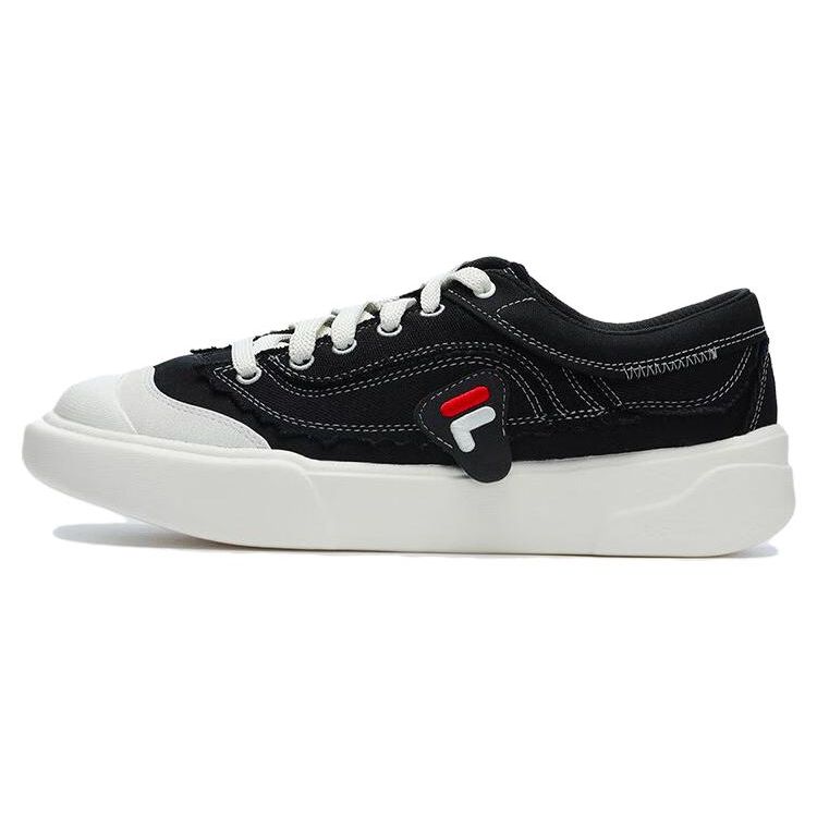FILA Fusion Curve Versatile Simple Low-Top Canvas Shoes Women sneaker Black White T12W322105FBK