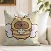 Cute Capybara Cushion Cover Natural Linen Double Sided Print  Throw Pillow Case for Sofa Couch Home Decor