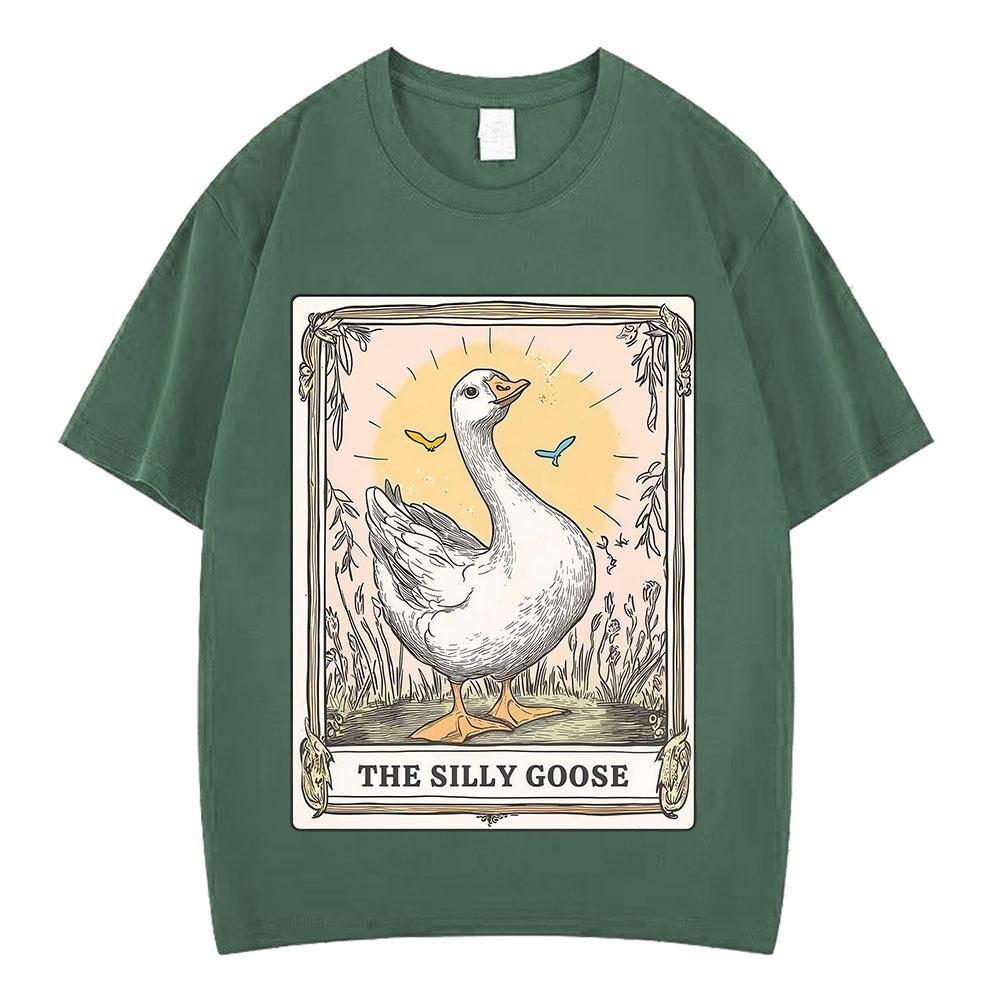 Silly Goose Tarot Card Funny Meme Graphic Tees Unisex Unisex Fashion Tshirts Summer Cotton Loose Harajuku Aesthetic Trendy Tshirts