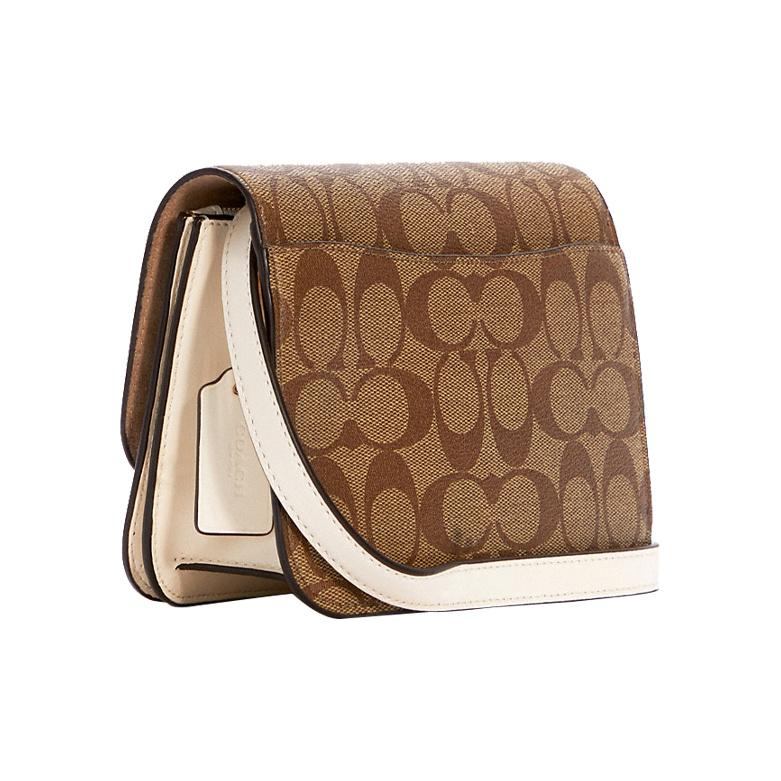 Coach Brynn 18 Classic Monogram Print Detachable Shoulder Strap Flap Canvas And Leather Crossbody Bag Small Women Crossbody Bag Brown C5592-IMDJ8